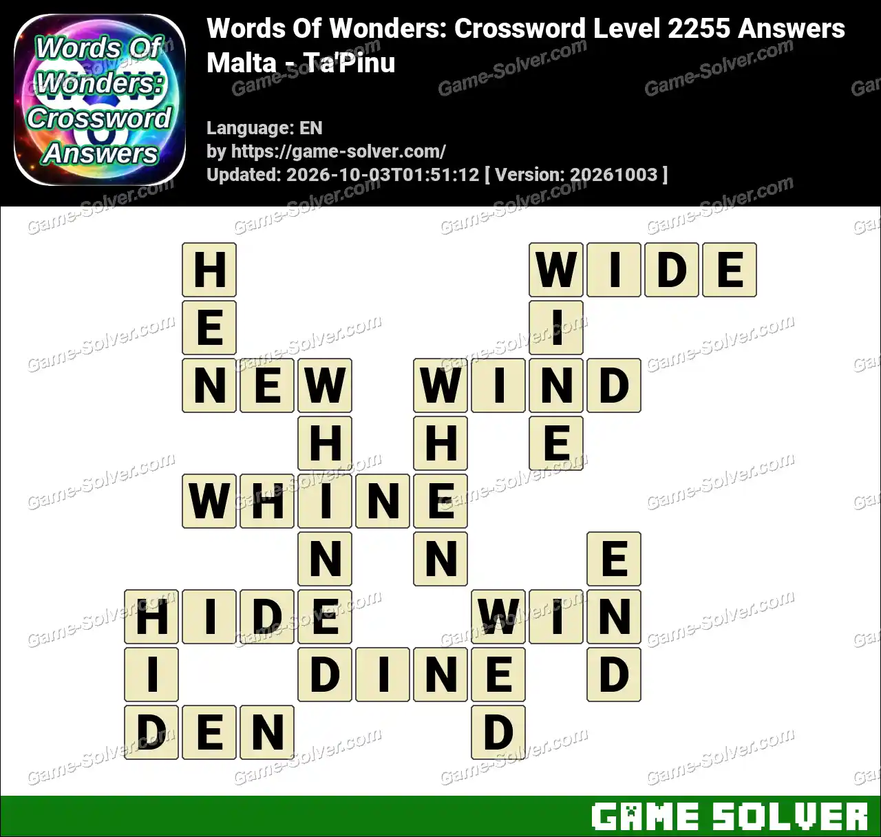 Words Of Wonders: Crossword Level 2255 Answers – Malta – Ta’Pinu